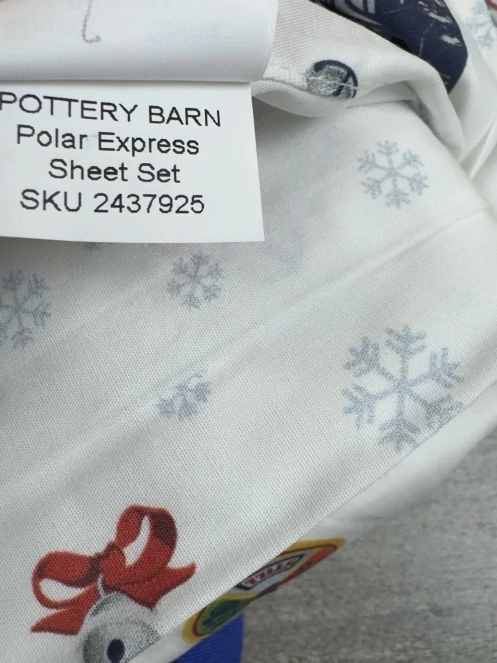 Pottery Barn The Polar Express Sheet Set King 4-piece Christmas Holidays NWOT